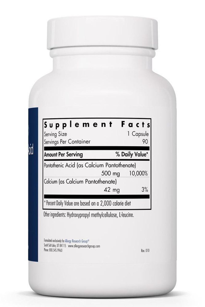 Pantothenic Acid
Vitamin B5 90 Vegetarian Capsules Allergy Research Group