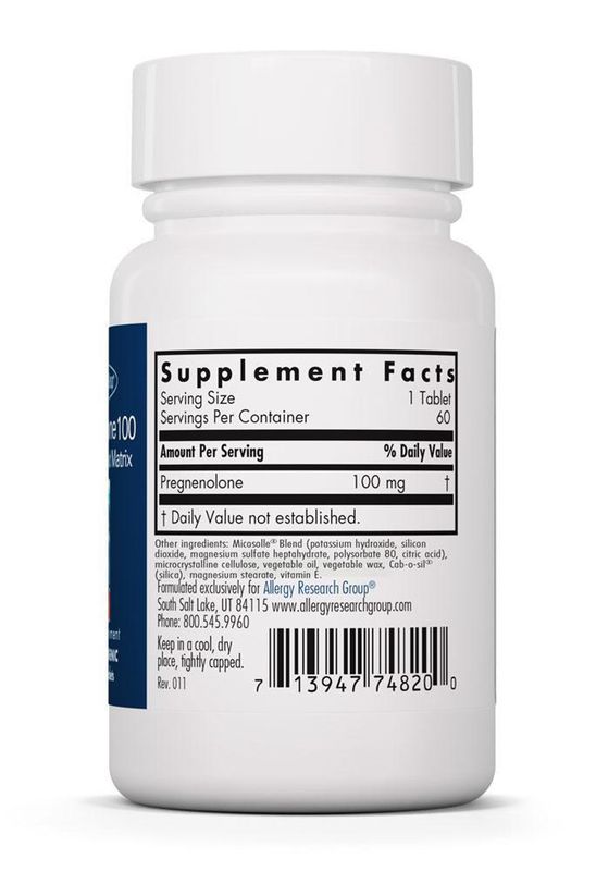 Pregnenolone 100 mg 60 Scored Tablets Allergy Research Group