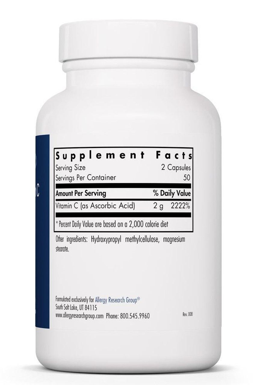 Pure Vitamin C 100 Vegetarian Capsules  Allergy Research Group