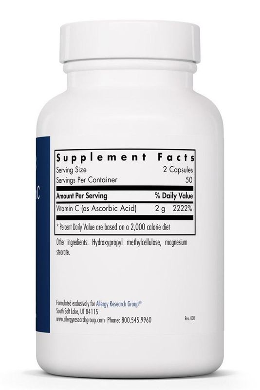 Pure Vitamin C 100 Vegetarian Capsules  Allergy Research Group