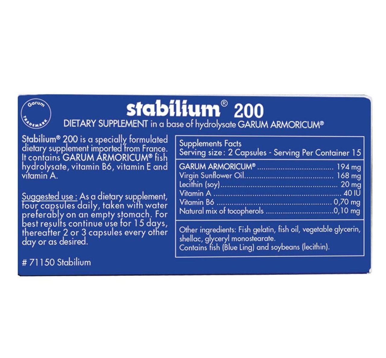 Stabilium 200 Garum Armoricum 30 Capsules  Allergy Research Group