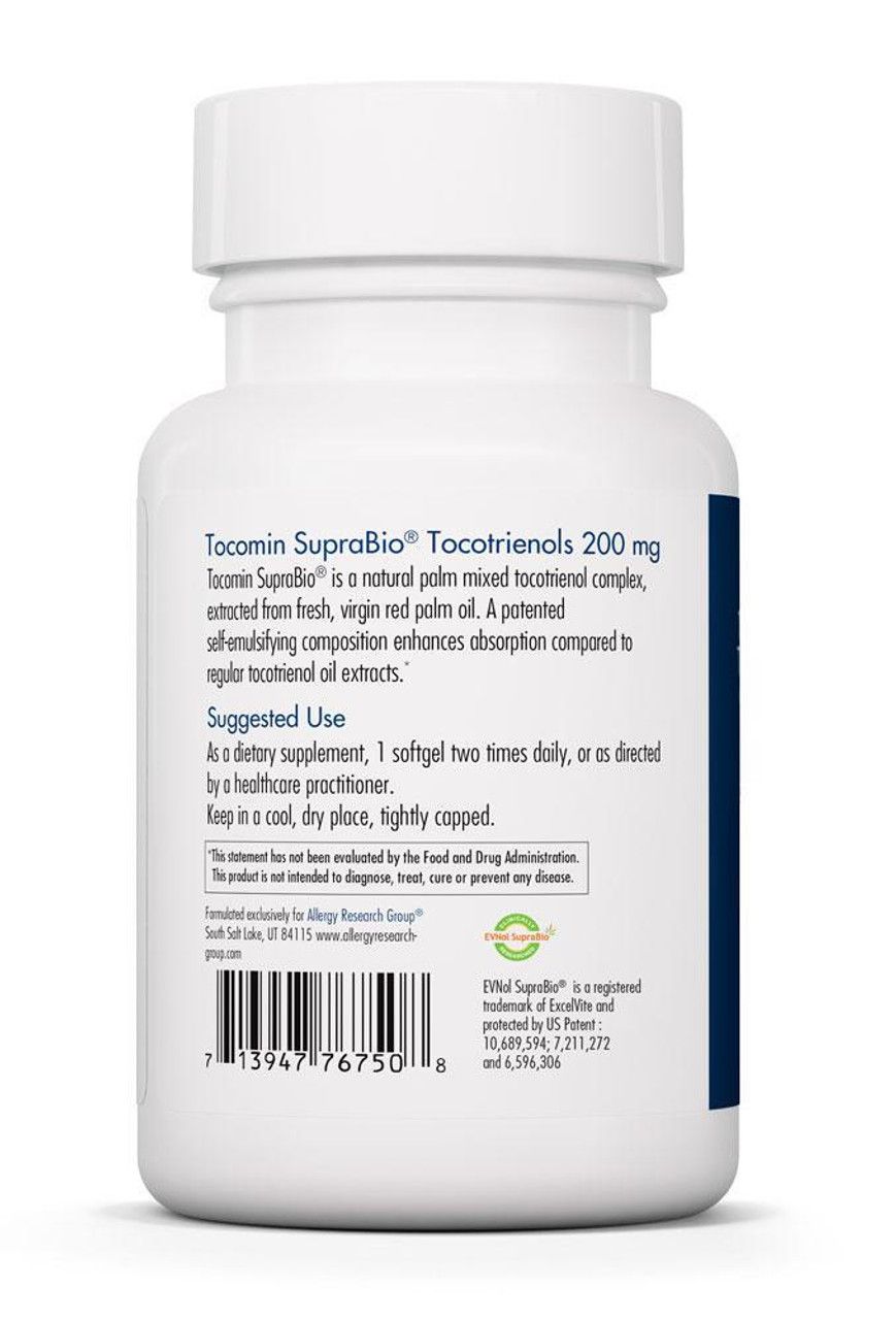 Tocomin SupraBio Tocotrienols 200 mg  : 60 Softgels  Allergy Research Group