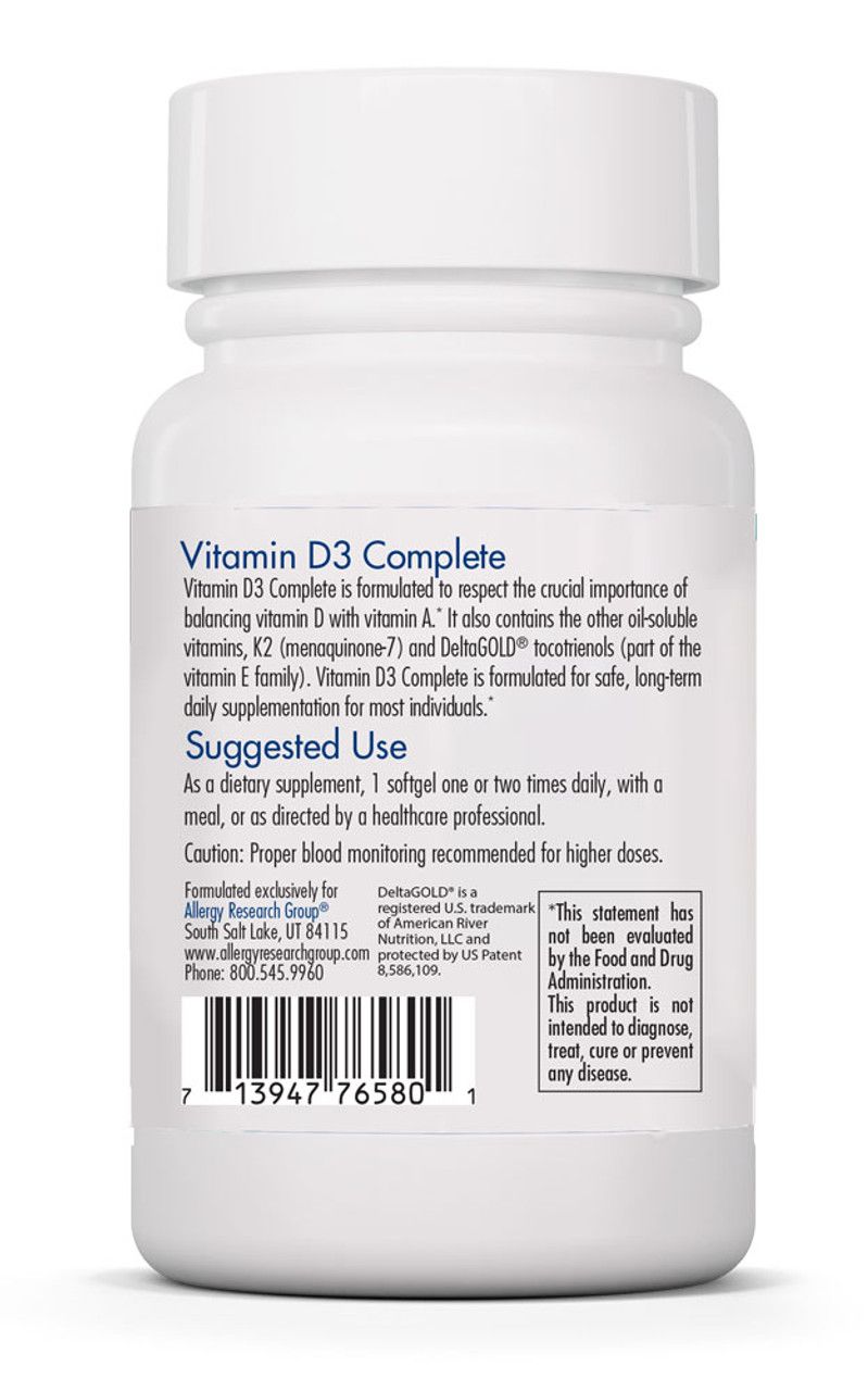 Vitamin D3 Complete  60 Veggie Softgels Allergy Research Group