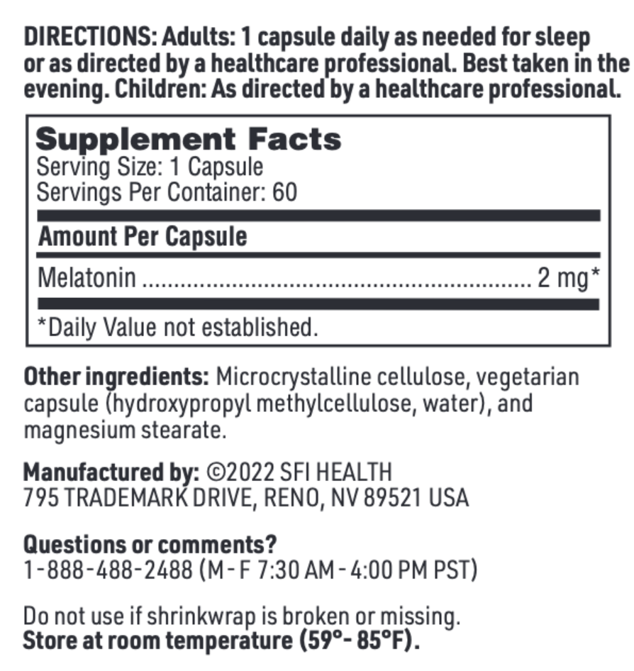 Melatonin-SR 2 mg 60 caps  SFI HEALTH