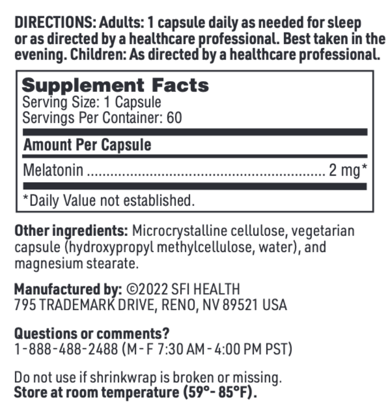 Melatonin-SR 2 mg 60 caps  SFI HEALTH