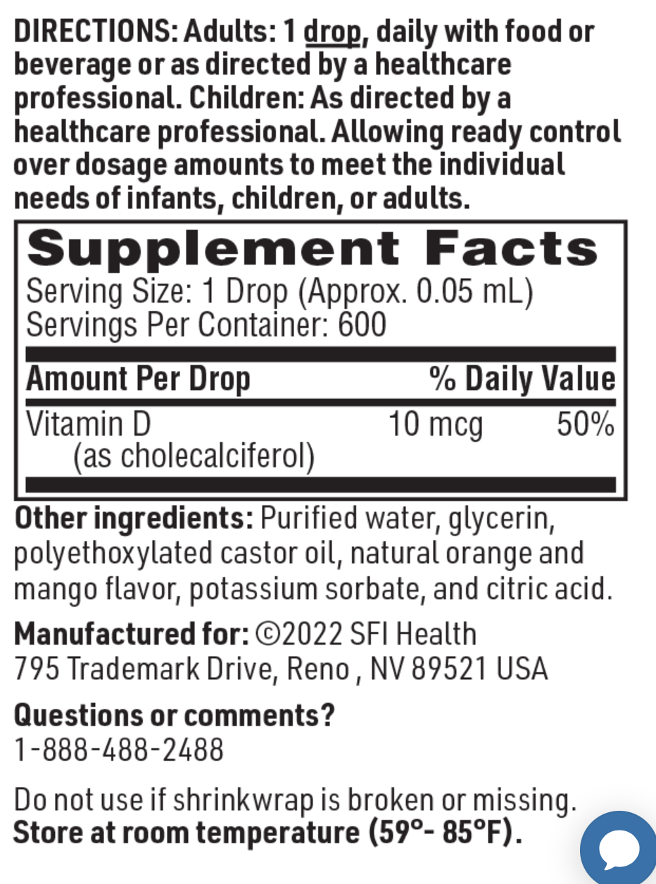 MICELLIZED VITAMIN D3  400 UI  30 ML SFI Health