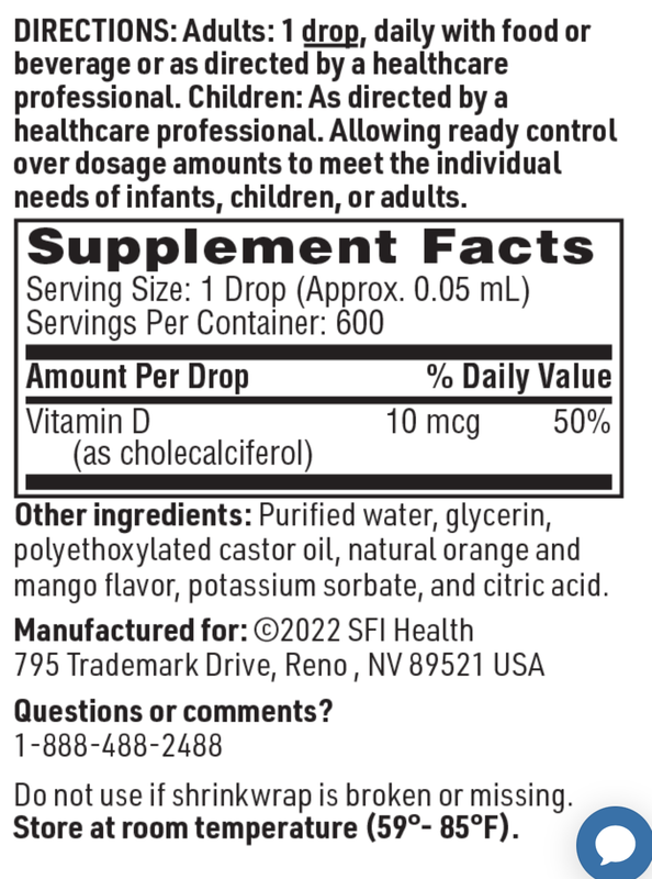MICELLIZED VITAMIN D3  400 UI  30 ML SFI Health