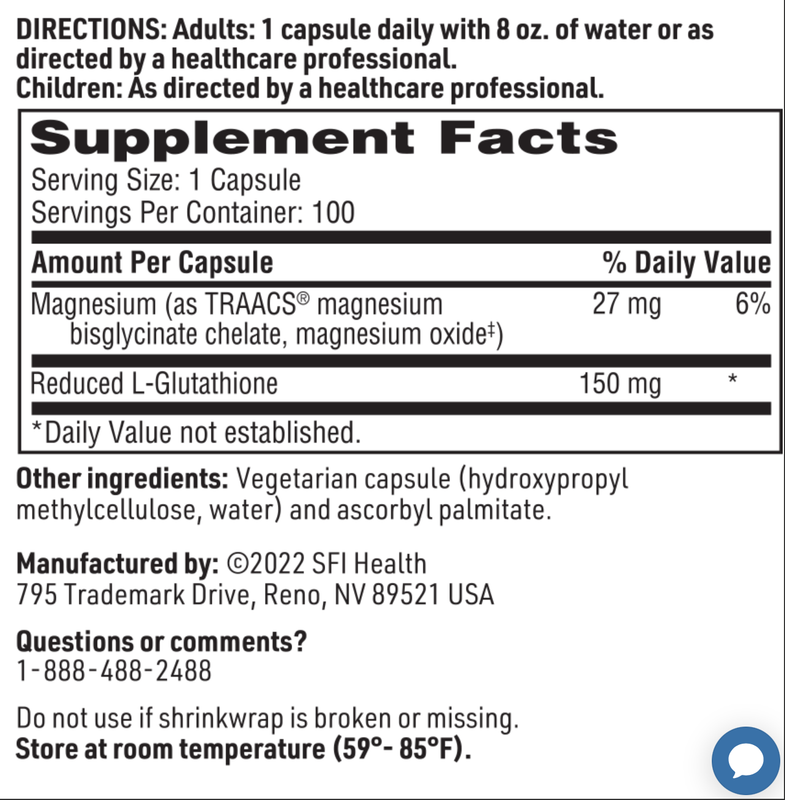 Reduced L-Glutathione 150 mg 100 vegcaps SFI HEALTH