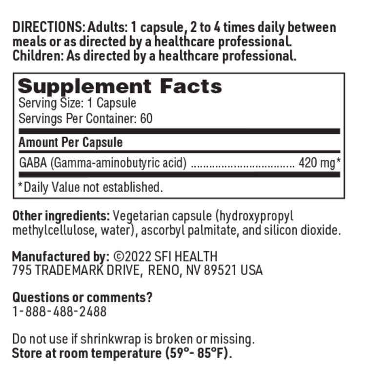 GABA 420 mg 60 CAPSULES SFI HEALTH