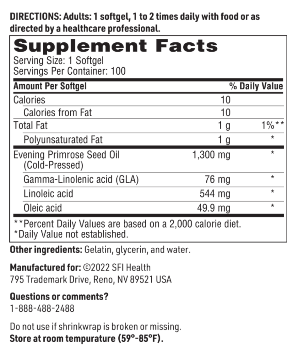 Evening Primrose Oil 100 gels SFI HEALTH