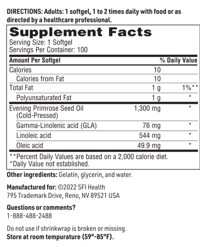 Evening Primrose Oil 100 gels SFI HEALTH