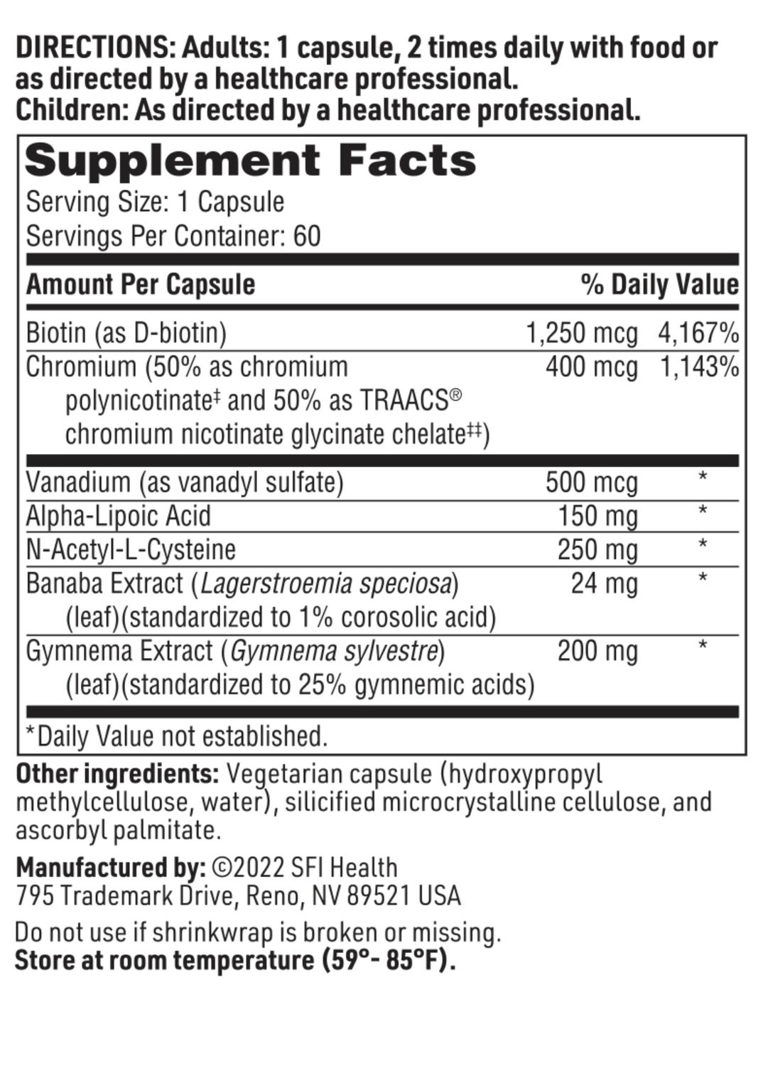 GlucoThera 60 CAPSULES SFI HEALTH