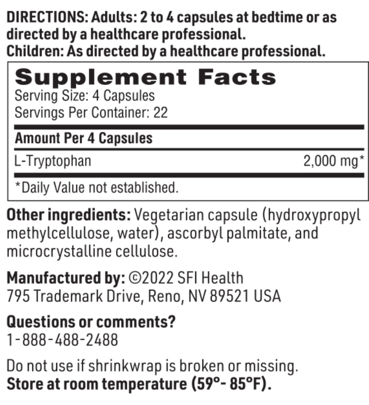 L-Tryptophan 90 vegcaps  SFI HEALTH