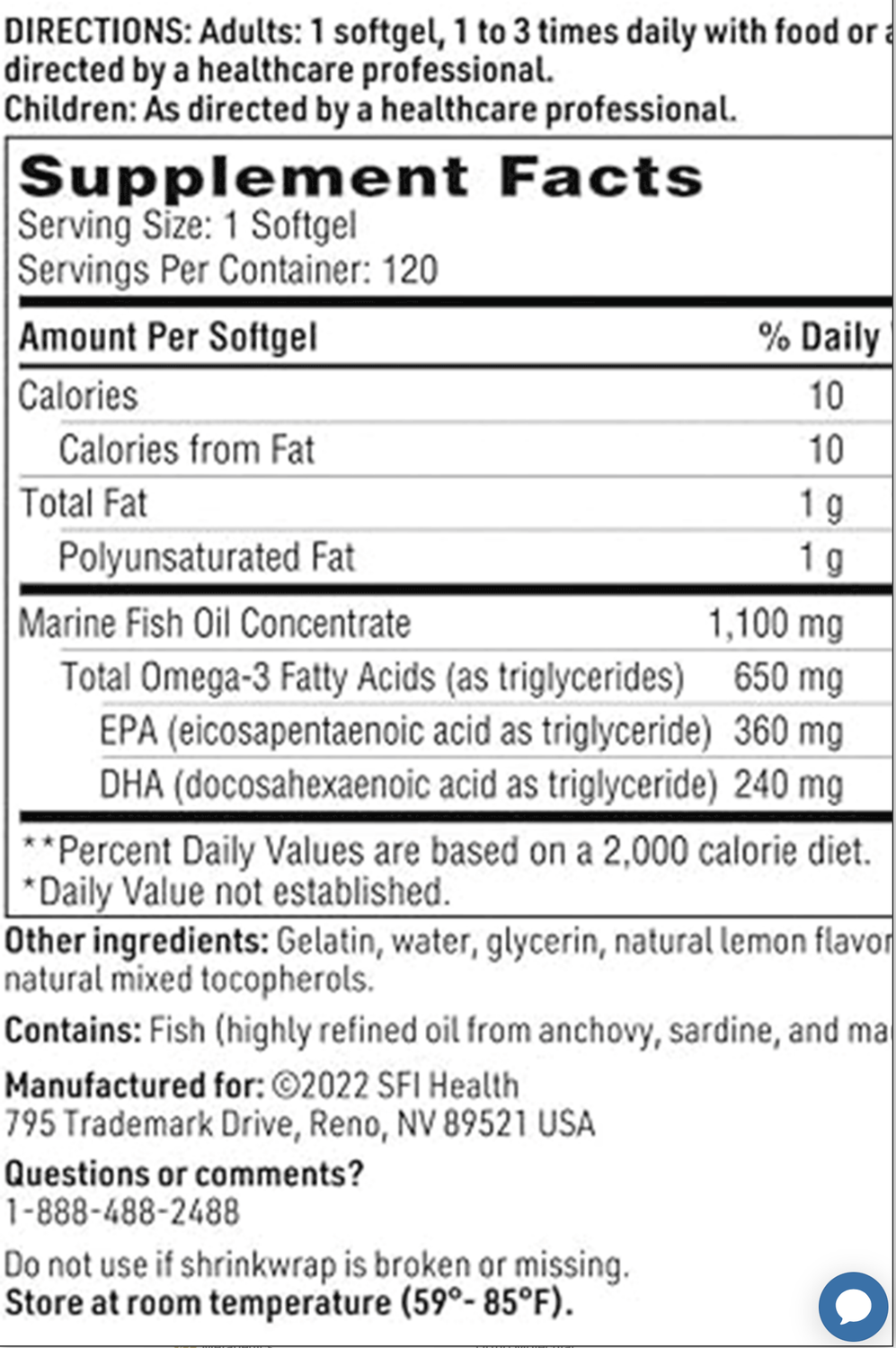 MARINE FISH OIL 500 mg  100 SOFTGELS SFI HEALTH