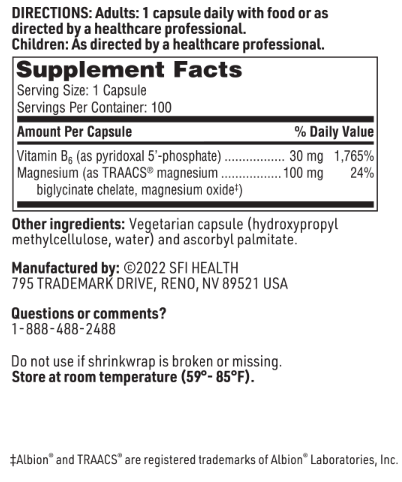 P-5-P Plus with Magnesium 100 vegcap  SFI HEALTH