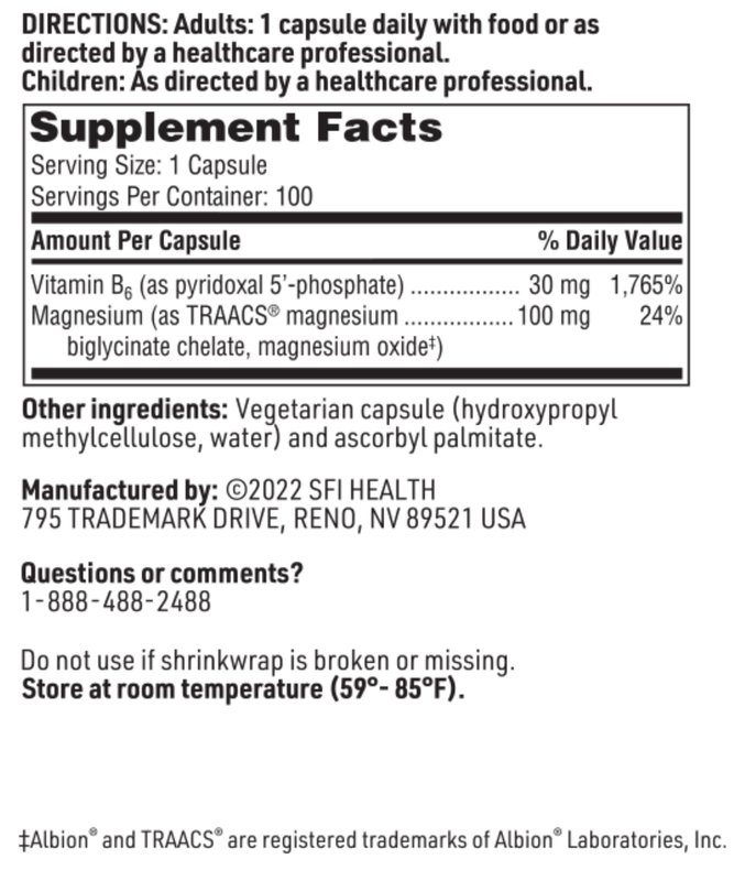 P-5-P Plus with Magnesium 100 vegcap  SFI HEALTH