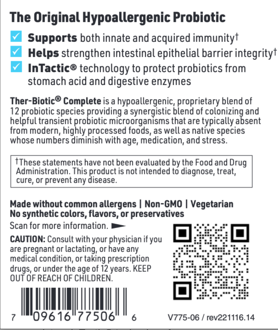 THER-BIOTIC COMPLETE 60 VEGETARIAN CAPSULES SFI Health