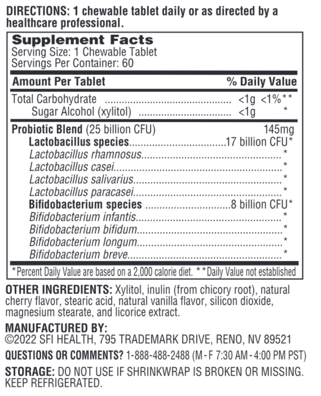 THER-BIOTIC® Kid's (Children's) 60 CHEWABLE TABLETS  SFI Health