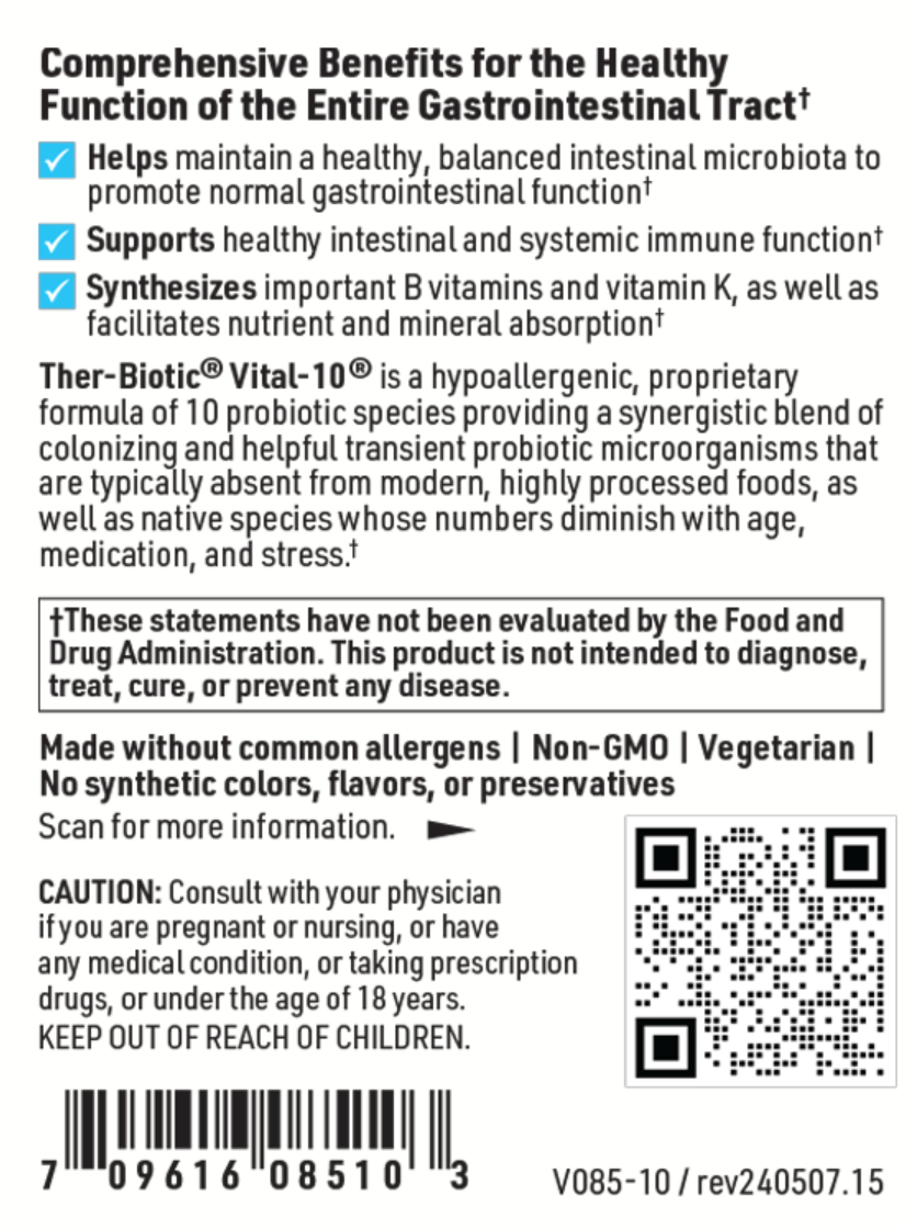 Ther-Biotic Vital-10 100 VEGETARIAN CAPSULES  SFI Health