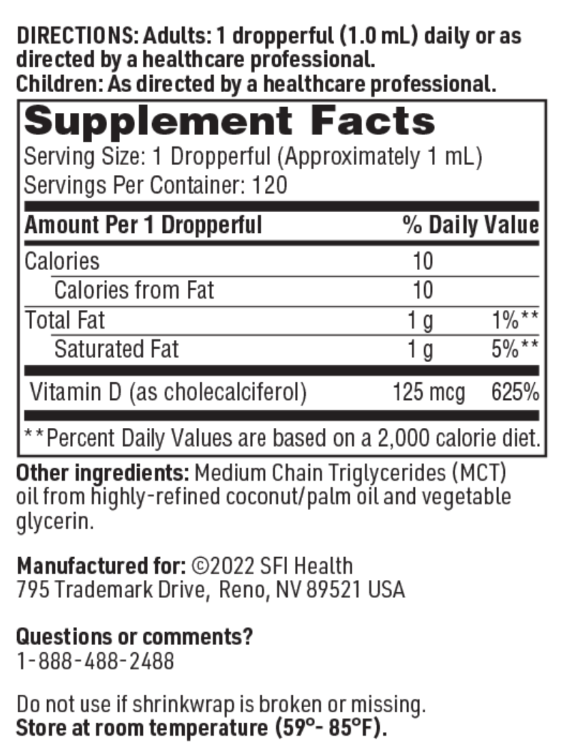 Vitamin D3 Liquid 5,000 IU  120 ml  SFI Health
