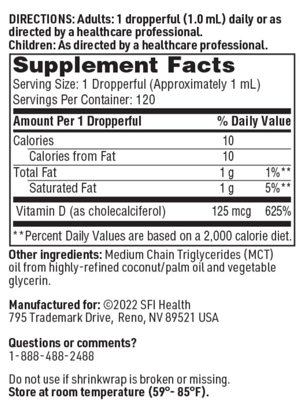 Vitamin D3 Liquid 5,000 IU  120 ml  SFI Health