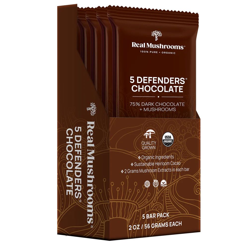 5 Defenders Chocolate 56 gr each Real Mushrooms