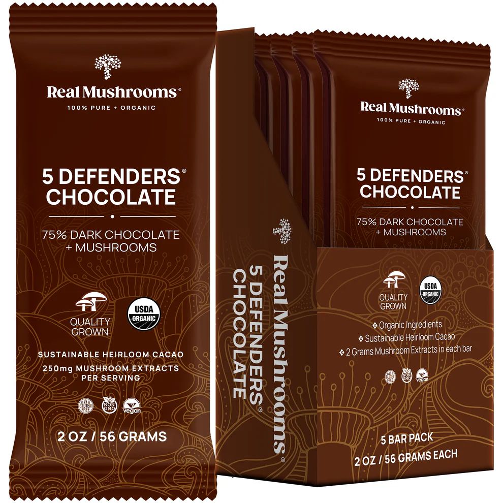 5 Defenders Chocolate 56 gr each Real Mushrooms
