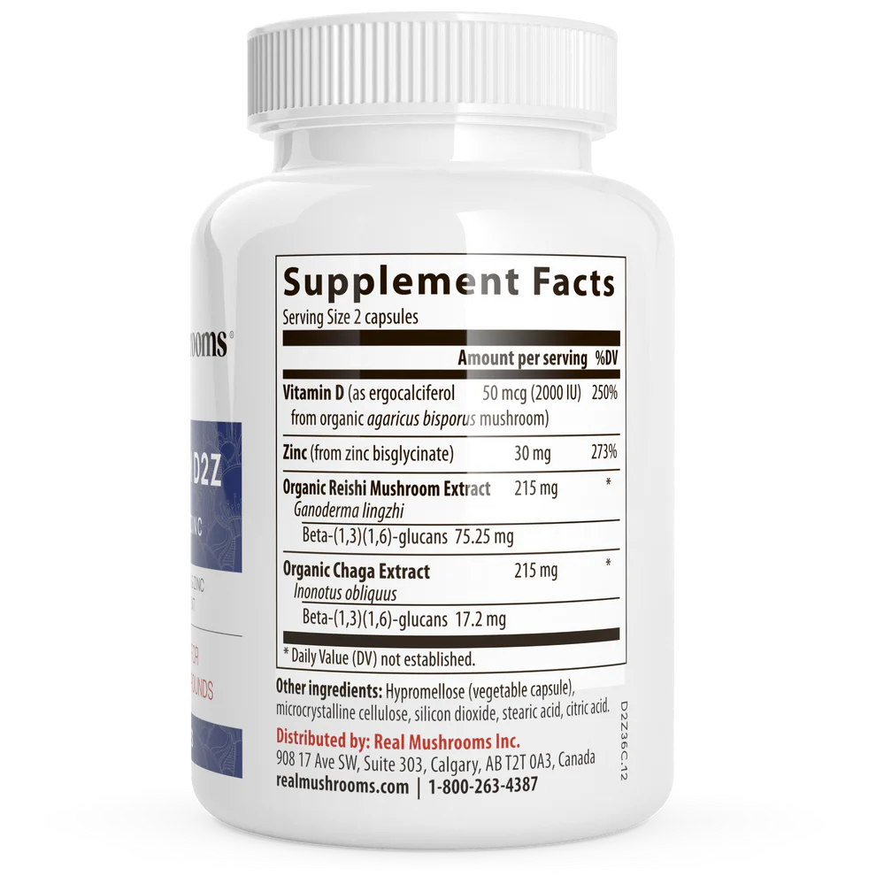 Mushroom D2Z 500 mg 120 capsules Real Mushrooms