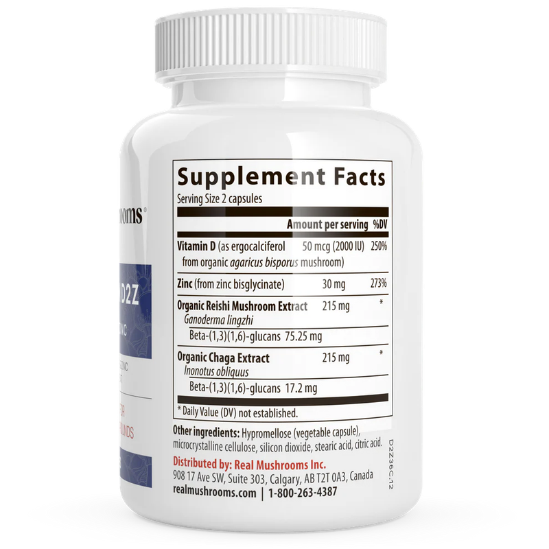 Mushroom D2Z 500 mg 120 capsules Real Mushrooms