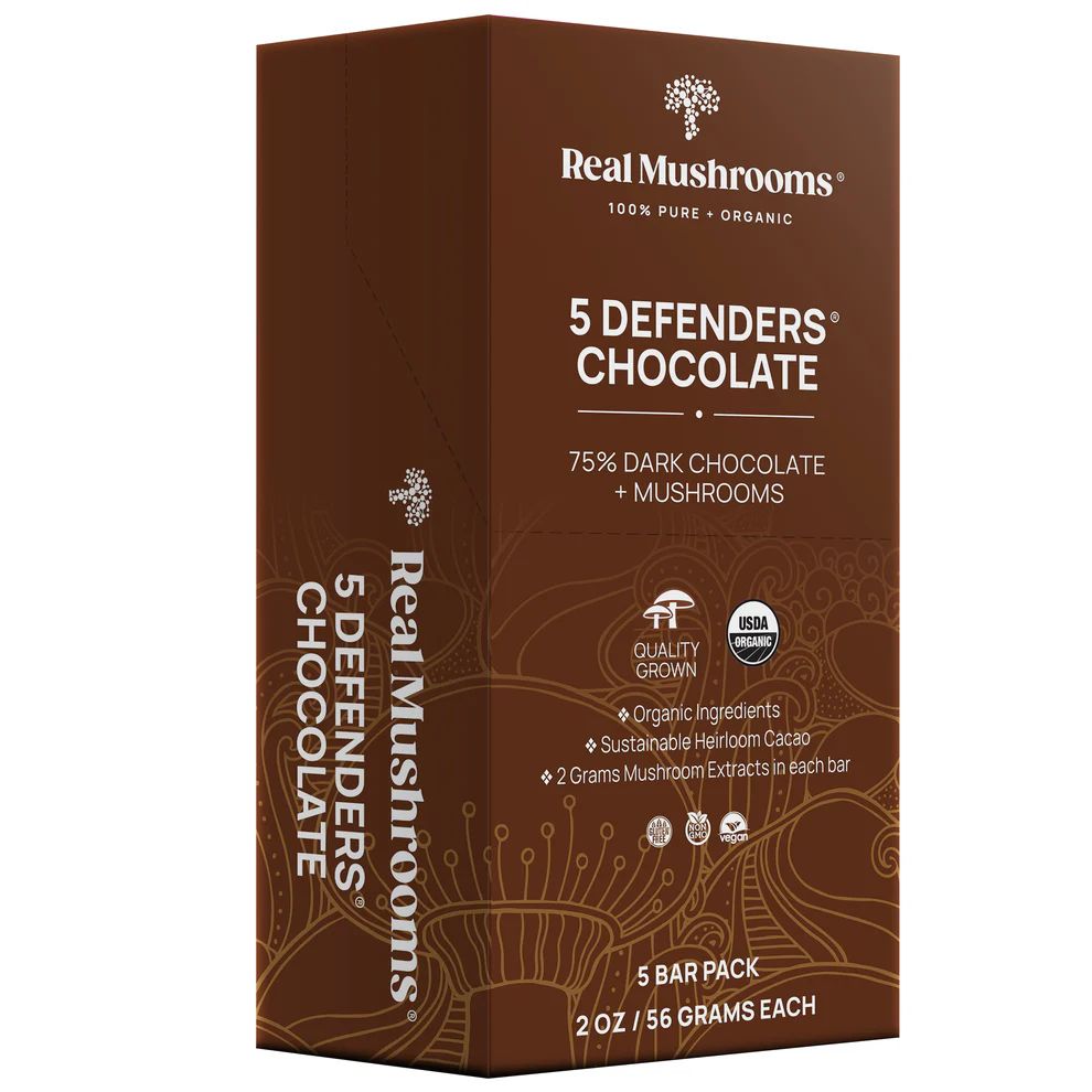 5 Defenders Chocolate 56 gr each Real Mushrooms