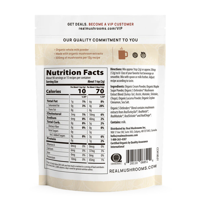Functional Dairy Creamer Powder -180 gr Powder Real Mushrooms
