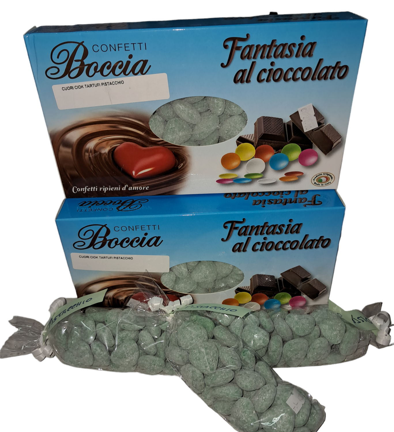 Confetti cuore morbidi al cioccolato gusto pistacchio