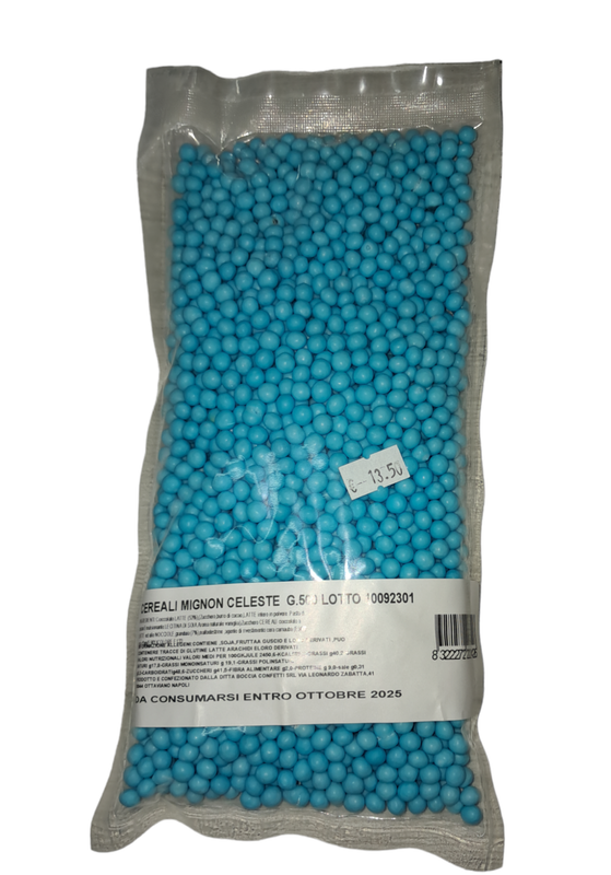 Praline mini confetti azzurro gusto cioccolato e cereali