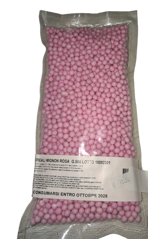 Praline mini confetti rosa gusto cioccolato e cereali