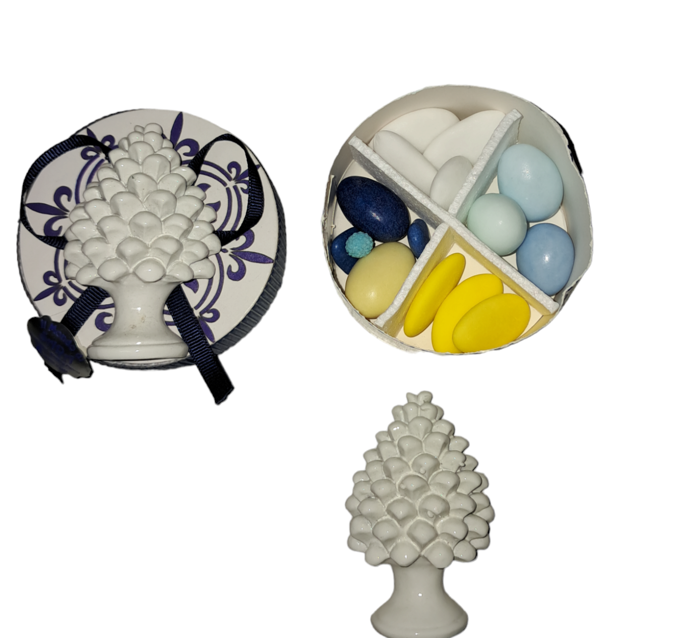 Scatolina maiolica con magnete pigna
