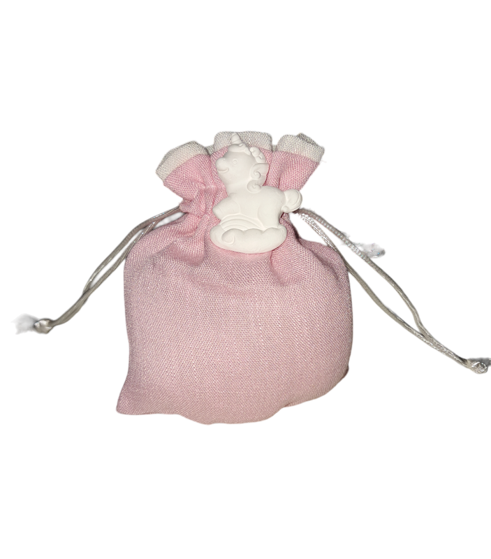Sacchetto rosa con gessetto unicorno