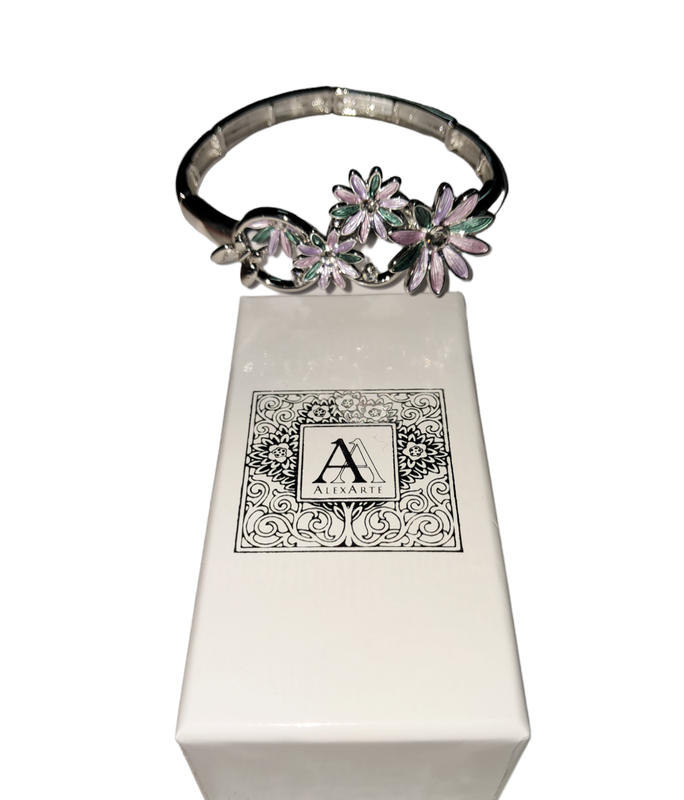 Bracciale margherite e farfalle lilla