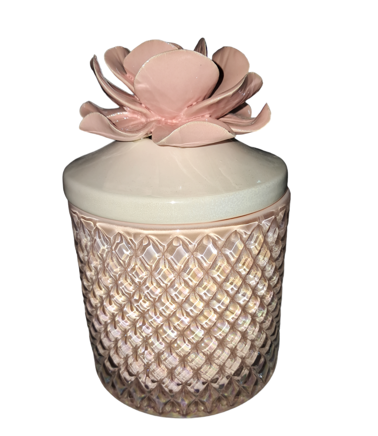 scatola con candela maxi rosa