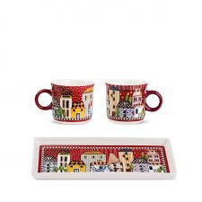 Set 2 Mini Mug + Vassoio Paese Mio Ross