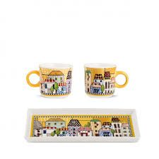 Set 2 Mini Mug + Vassoio Paese Mio giallo