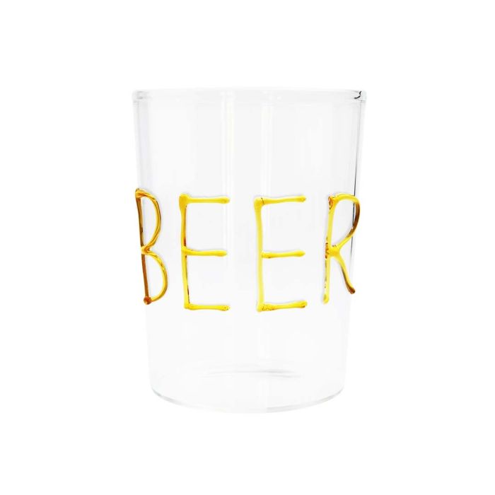 Bicchiere da cocktail con scritta decorativa in vetro colorato giallo