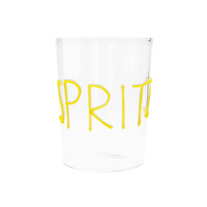 Bicchiere da cocktail con scritta decorativa in vetro colorato arancione