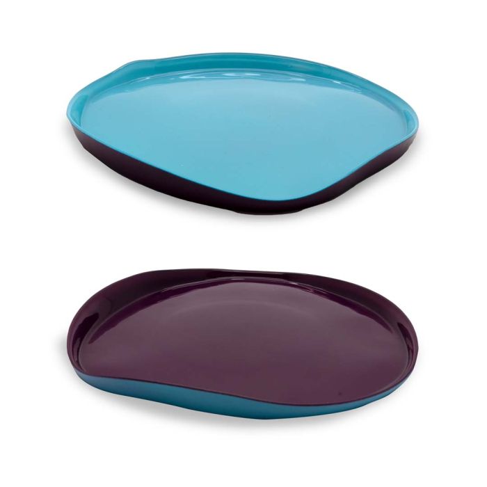 Set 2 piatti in vetro 21cm colore Turchese