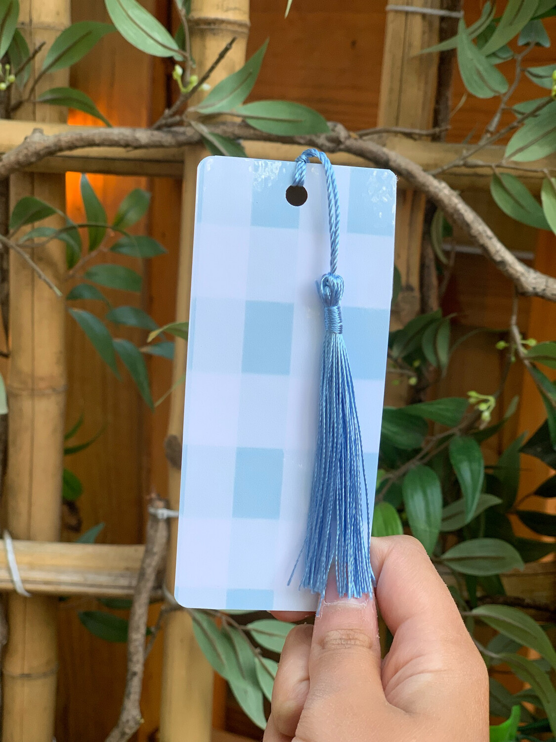 Laminated Blue Plaid Bookmark