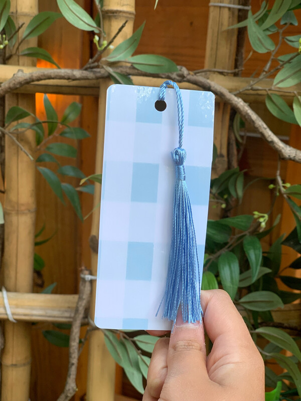 Laminated Blue Plaid Bookmark