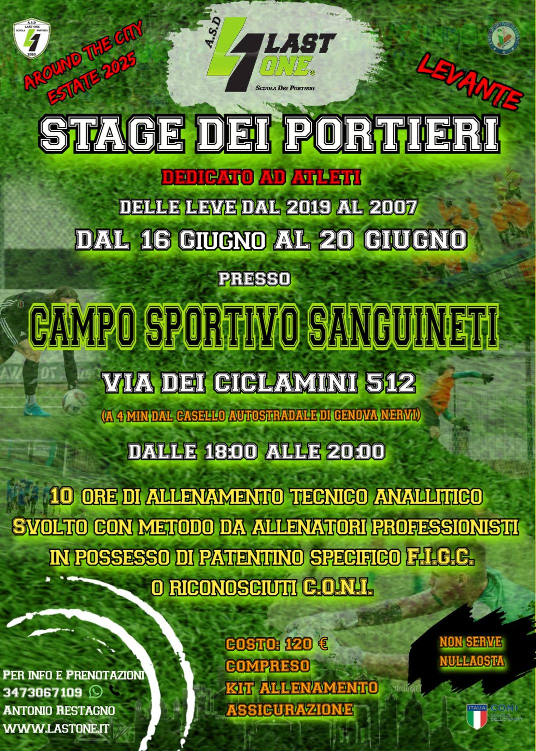 STAGE ESTIVI 2025 LAST ONE®  16-20 GIUGNO CAMPO SPORTIVO SANGUINETI (LEVANTE)