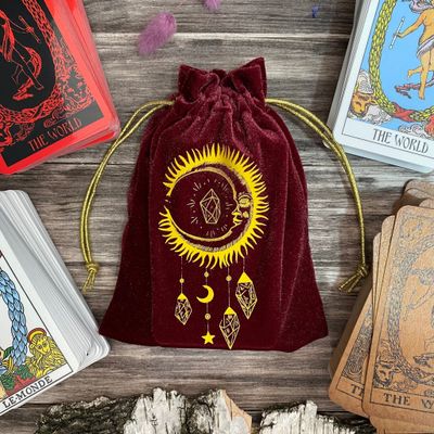 Velvet Tarot Bag Red &amp; Gold