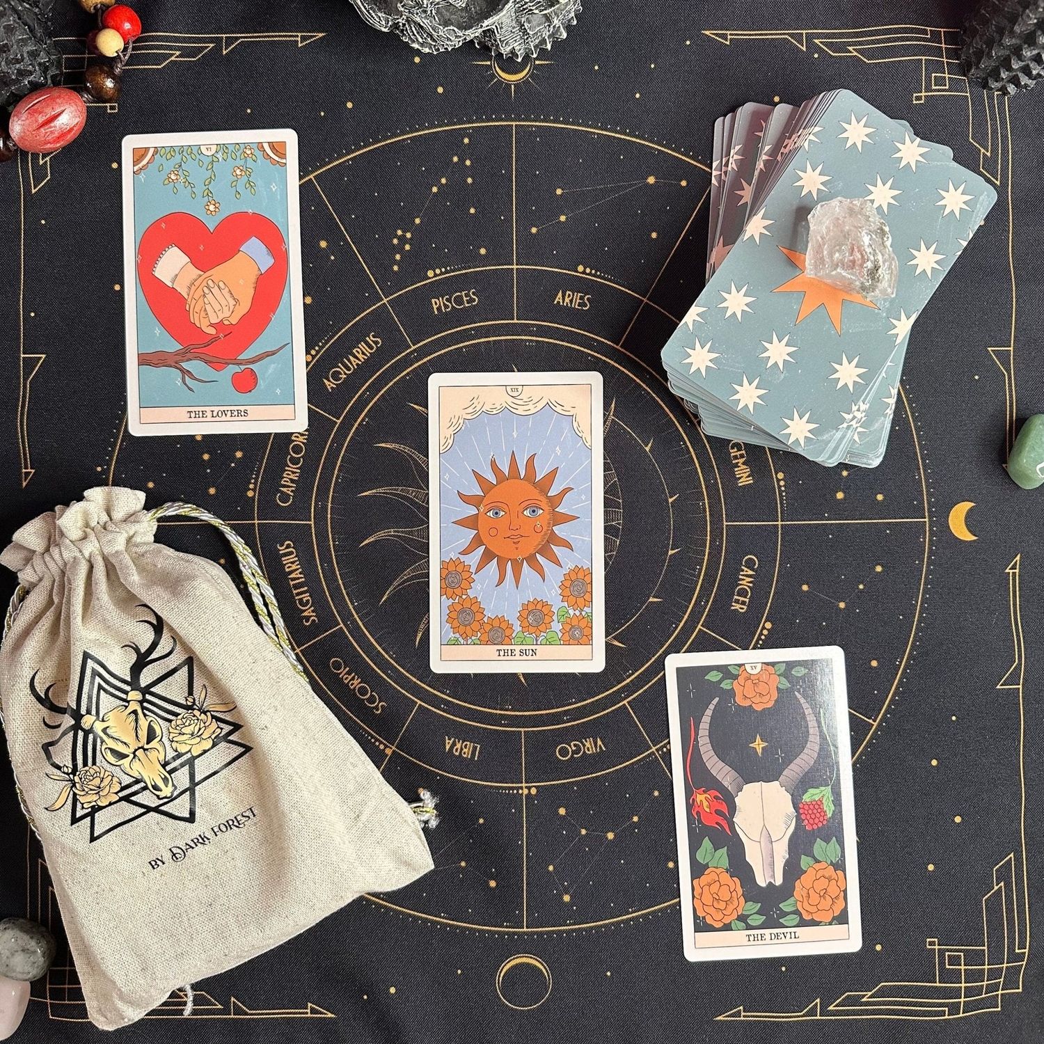 Moon Magic Tarot Deck.Eco Linen Cardboard