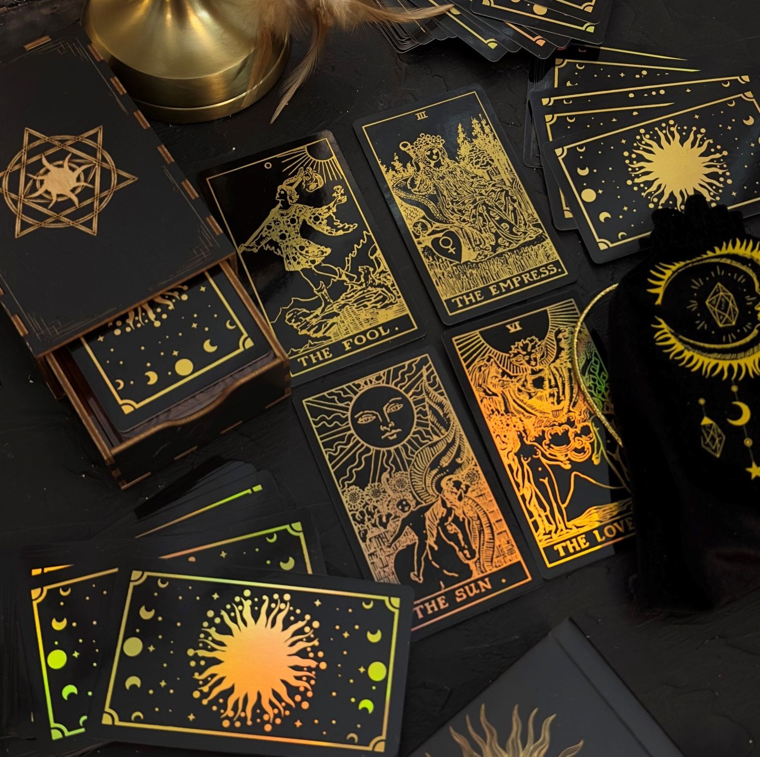 The Rider Waite Gold Sun Rainbow Foil Tarot Deck