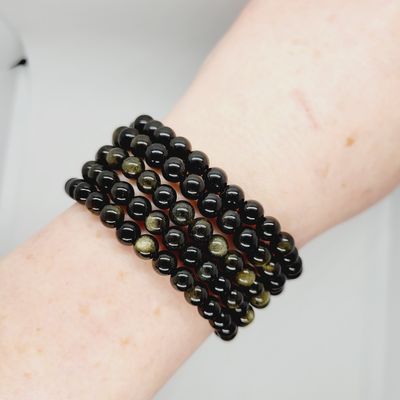 Gold Sheen Obsidian Stone Bracelets Metaphysical Reiki Boho